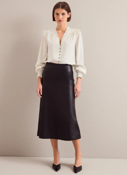 Tiana Leather Midi Skirt